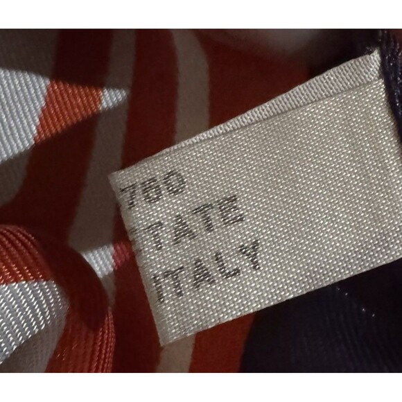 Vintage Head Neck Scarf JS Germain Red White Blue Geometric Retro Made In Italy - Picture 4 of 9